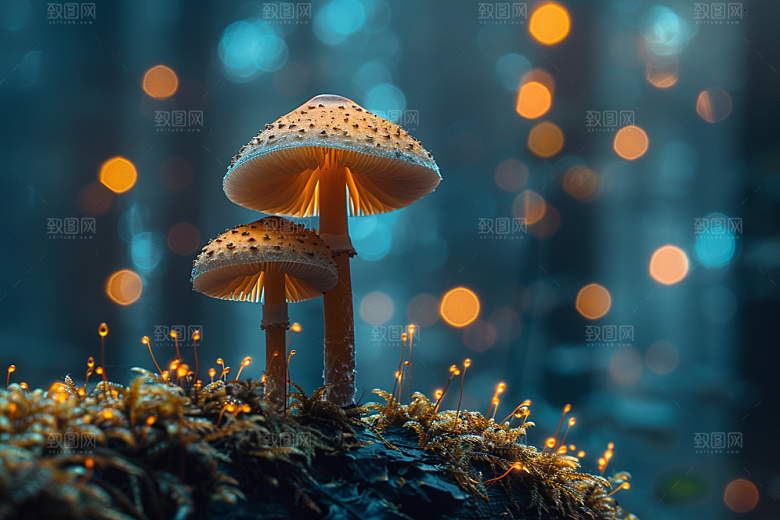 蘑菇清新树林摄影图