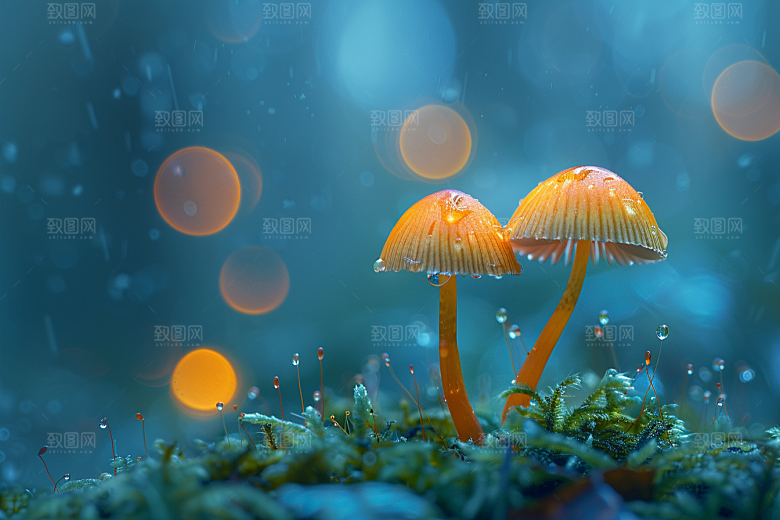 蘑菇食材雨后摄影图