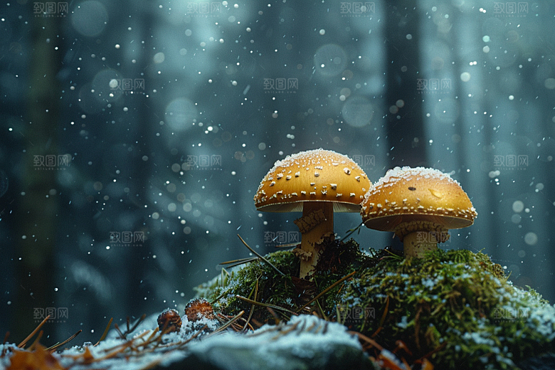 蘑菇雨后美味摄影图