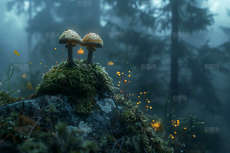 蘑菇山珍山林摄影图