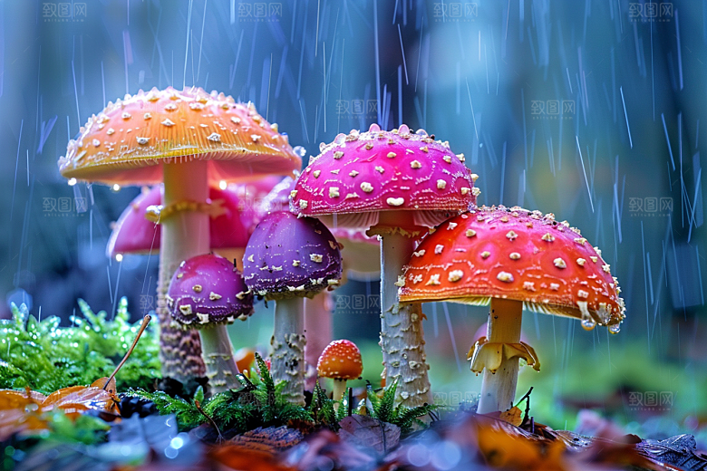 蘑菇山林自然摄影图