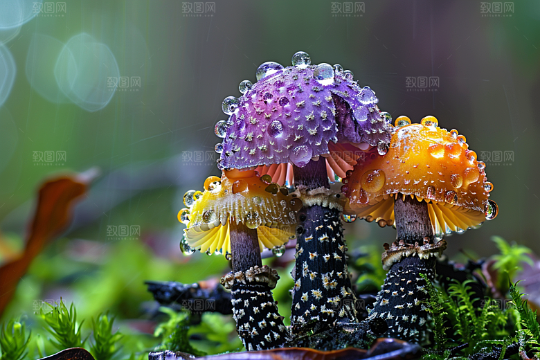 蘑菇菌菇雨后摄影图