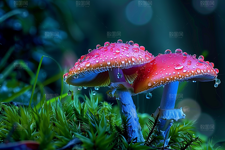 蘑菇树林高清摄影图