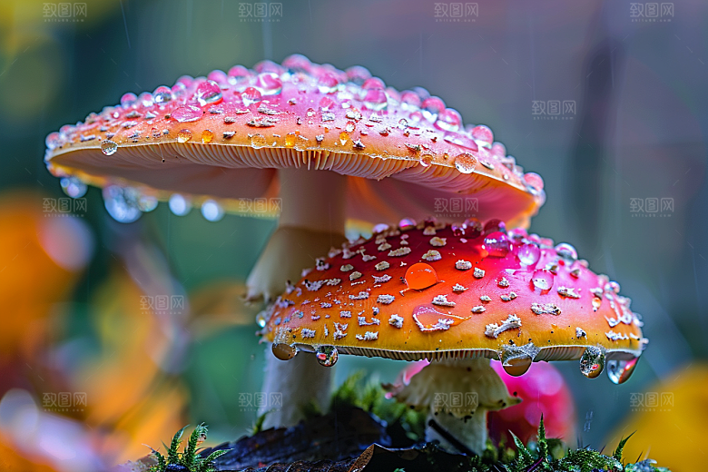 蘑菇菌菇雨后摄影图