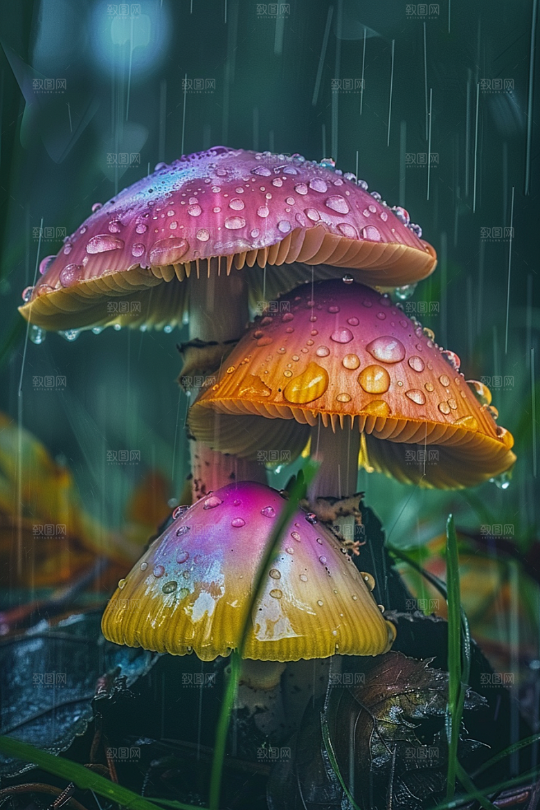 蘑菇高清树林摄影图
