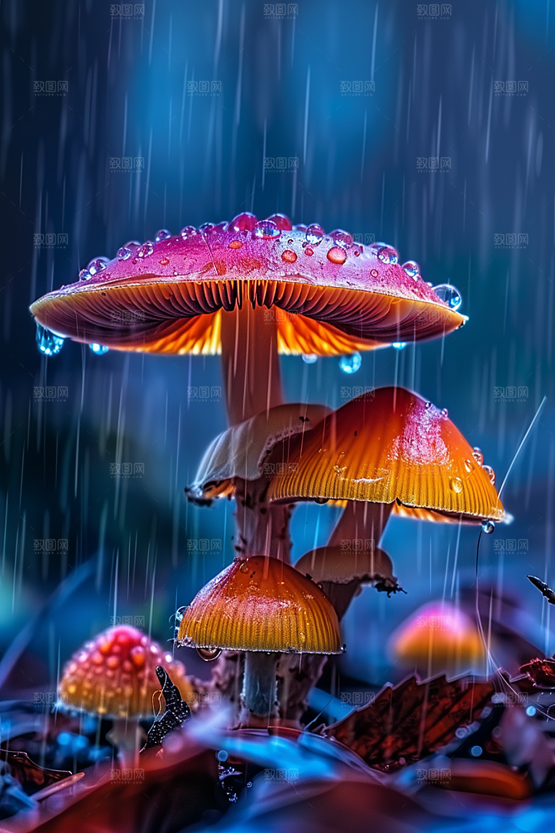 蘑菇新鲜雨后摄影图