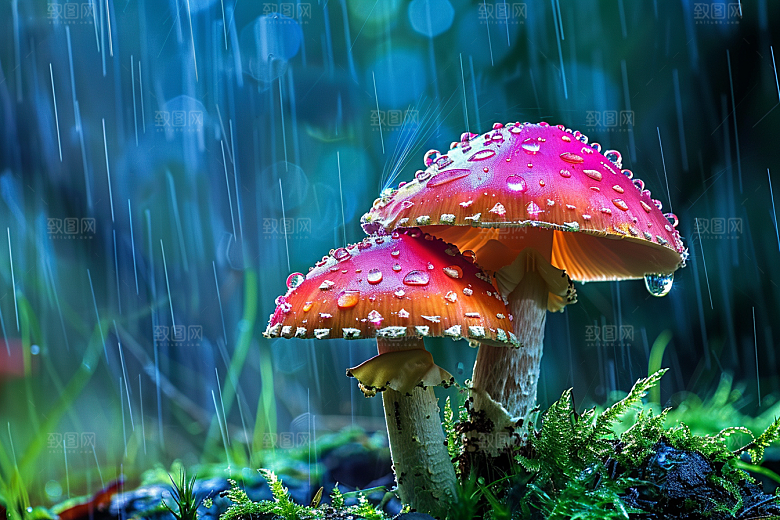 蘑菇菌子雨后摄影图