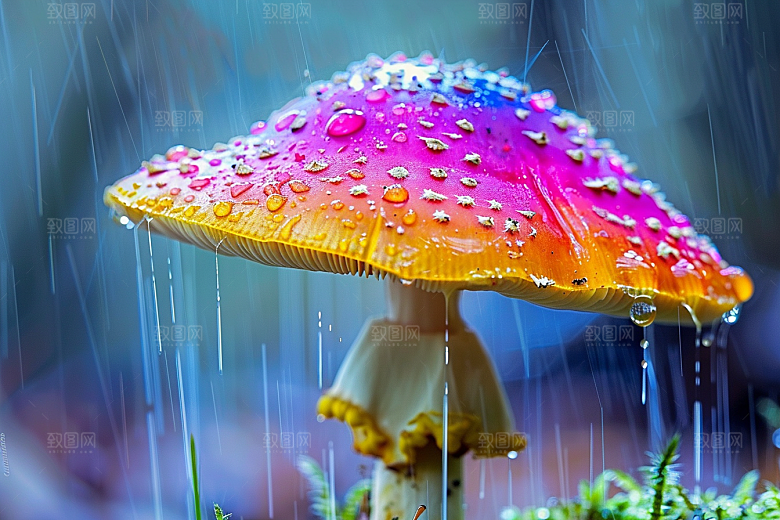 蘑菇山林雨后摄影图