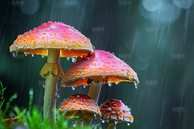蘑菇雨后菌菇摄影图