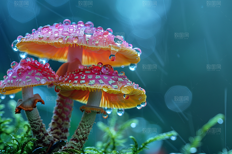 蘑菇菌菇树林摄影图