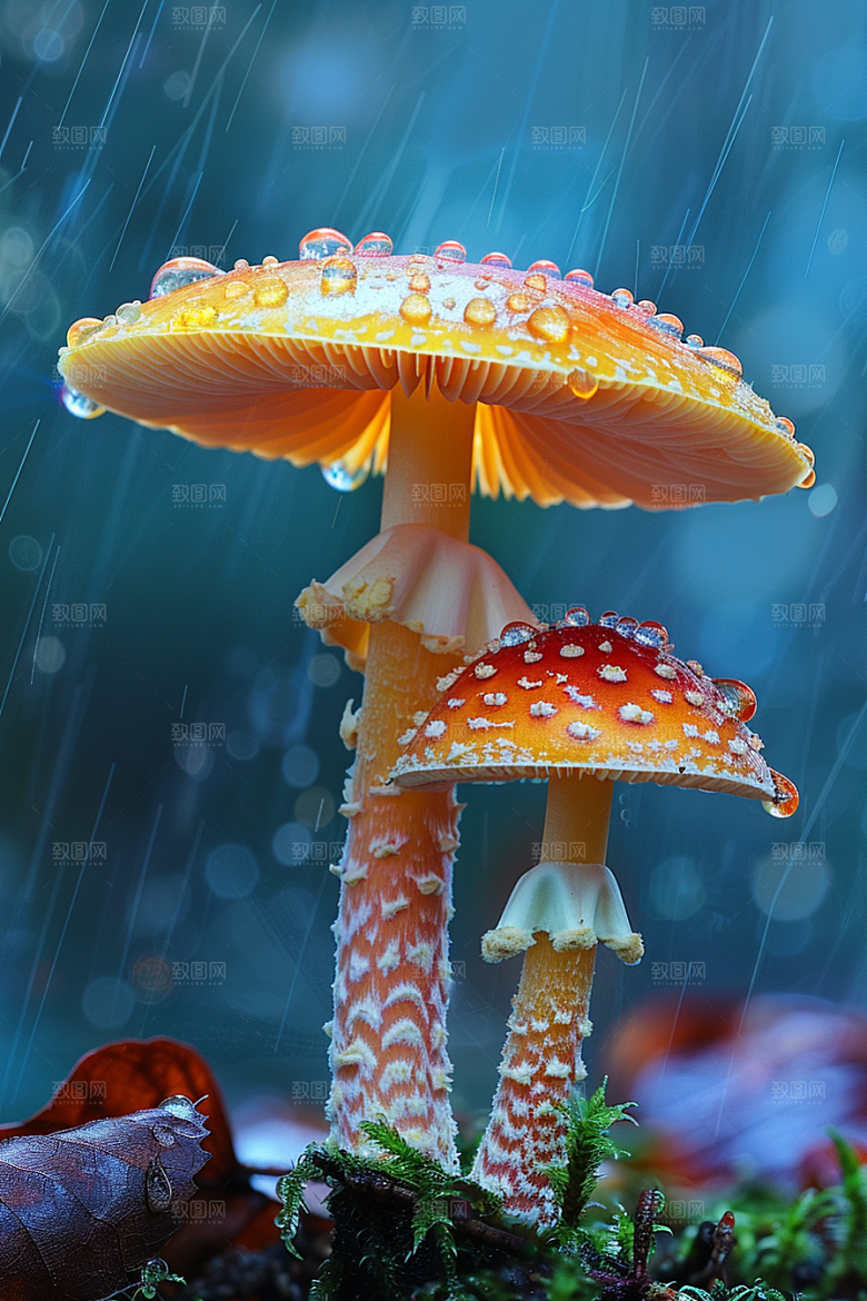 蘑菇清新山林摄影图