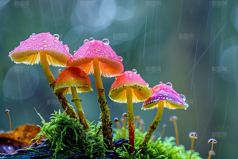 蘑菇新鲜雨后摄影图
