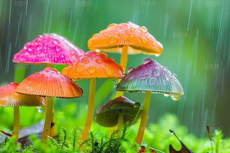 蘑菇树林清新摄影图