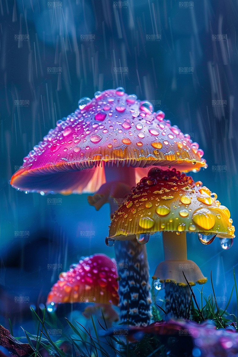 蘑菇雨后山珍摄影图
