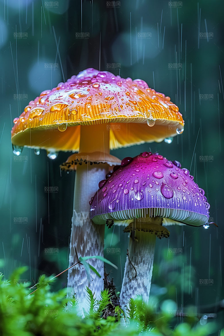 蘑菇山林清新摄影图