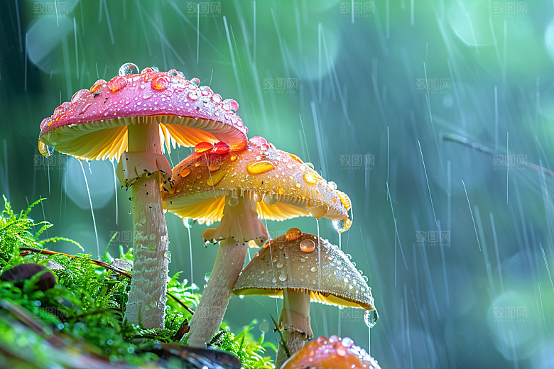 蘑菇山林新鲜摄影图