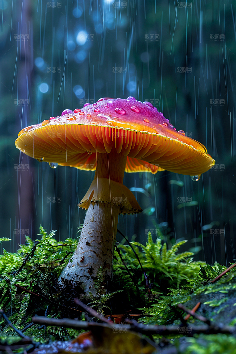 蘑菇菌菇雨后摄影图