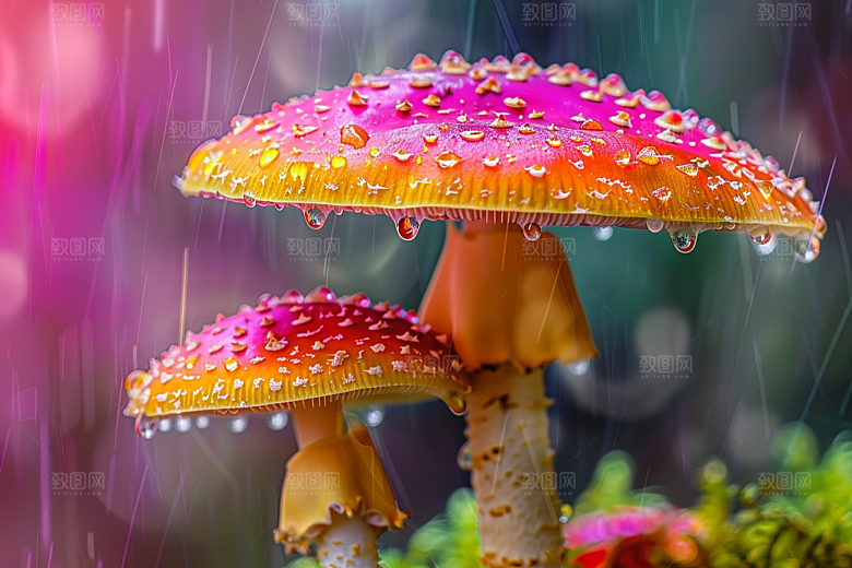 蘑菇菌菇树林摄影图