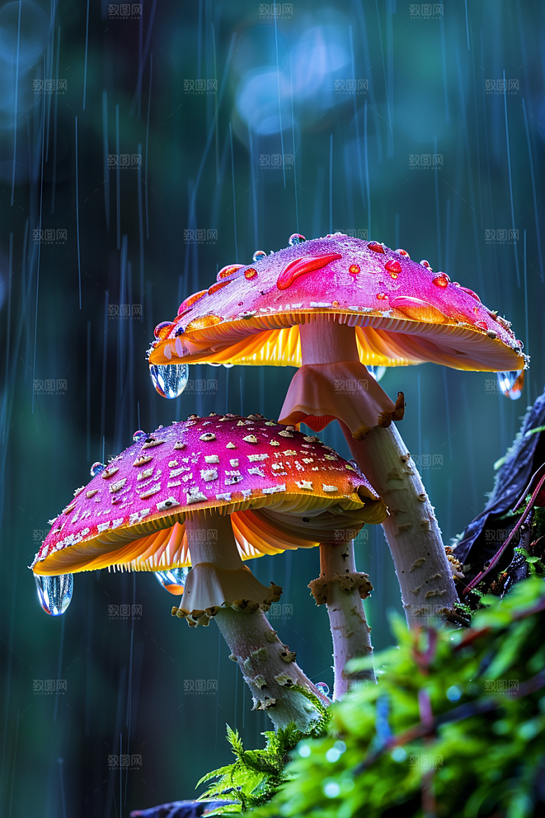蘑菇雨后山珍摄影图