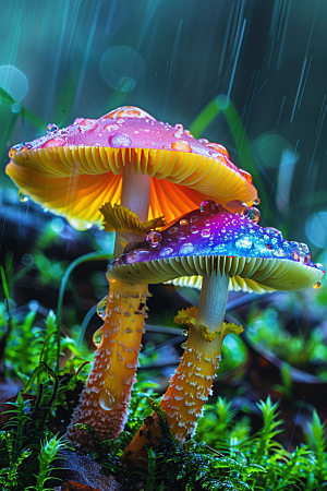蘑菇美味雨后摄影图