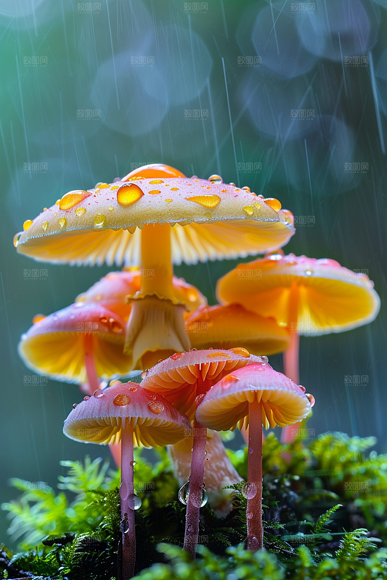 蘑菇云南雨后摄影图