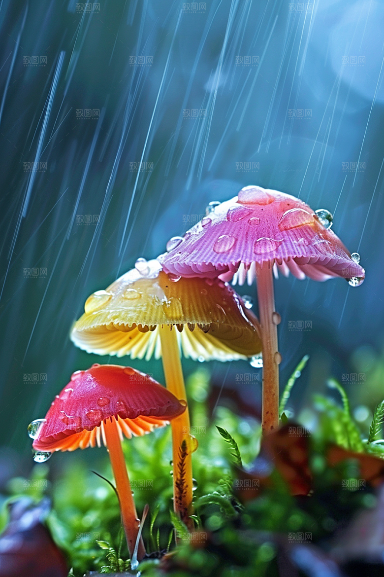 蘑菇雨后鲜美摄影图