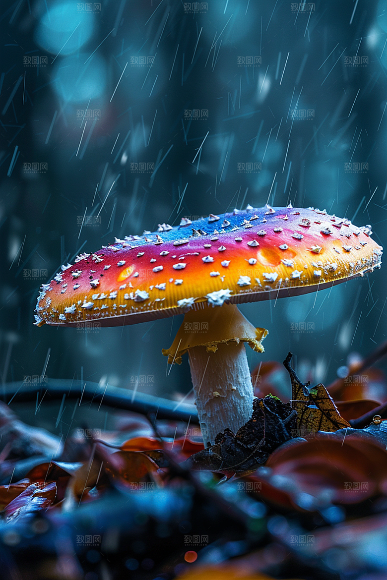蘑菇树林新鲜摄影图