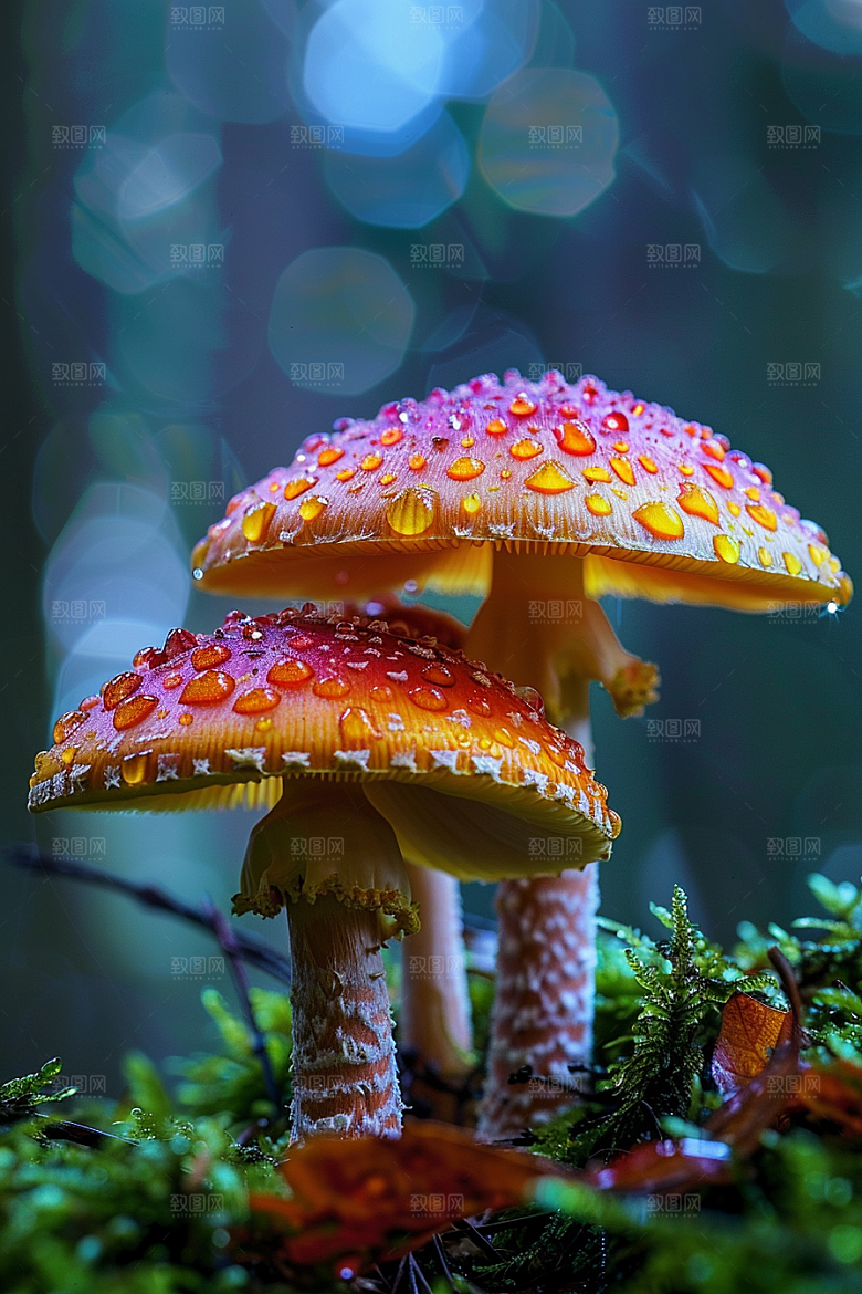 蘑菇清新山林摄影图