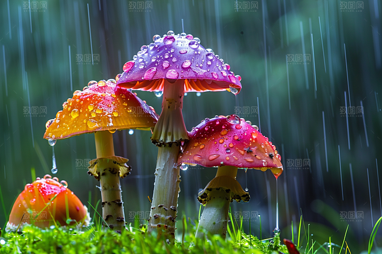 蘑菇雨后食材摄影图
