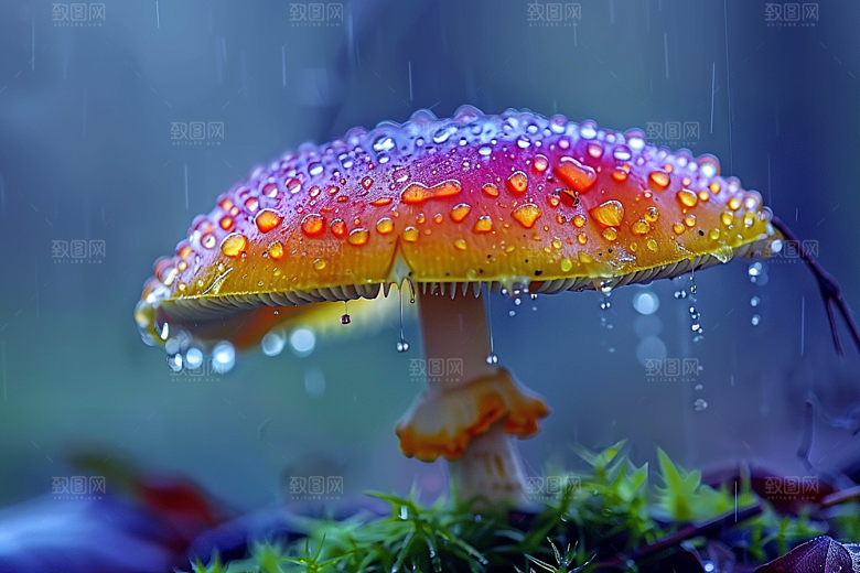 蘑菇云南雨后摄影图