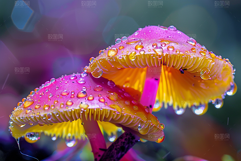 蘑菇树林新鲜摄影图