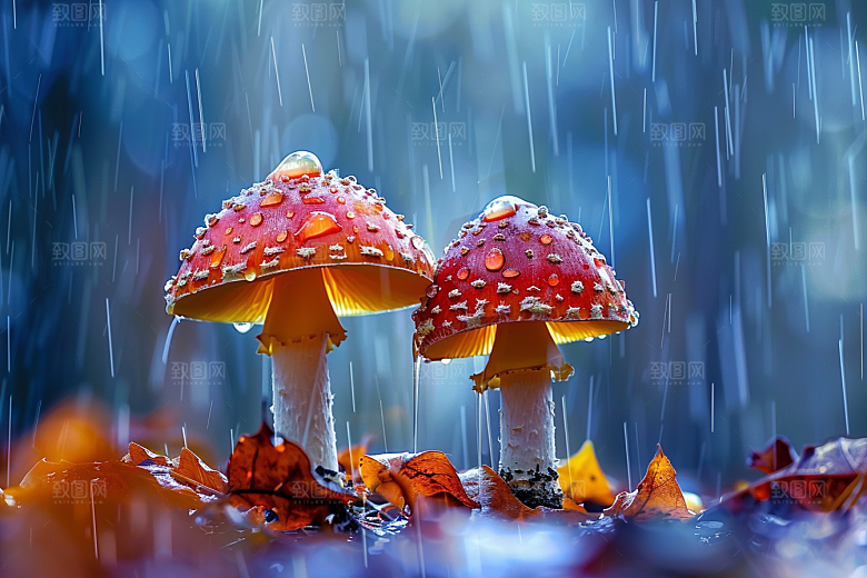 蘑菇雨后新鲜摄影图