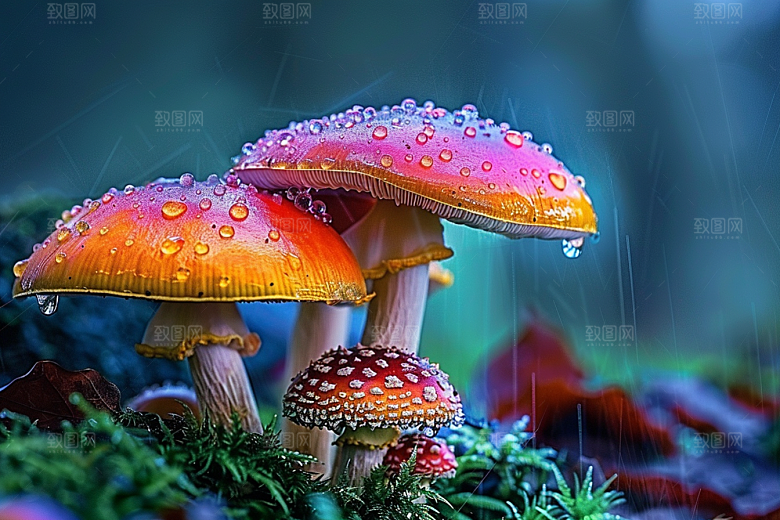 蘑菇山林自然摄影图