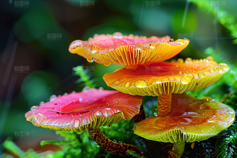 蘑菇新鲜雨后摄影图