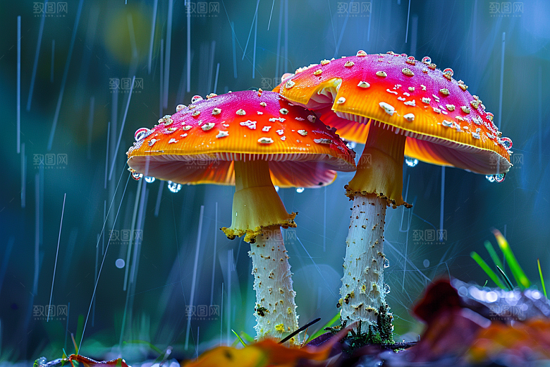 蘑菇自然雨后摄影图