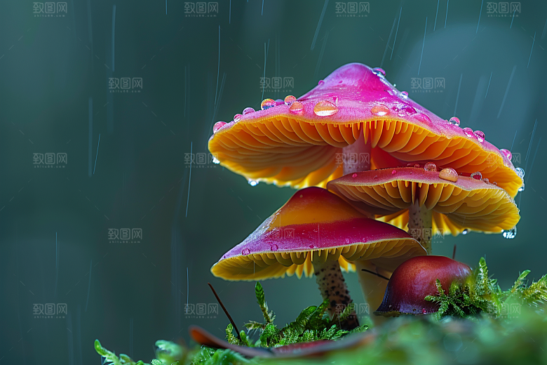 蘑菇雨后菌子摄影图