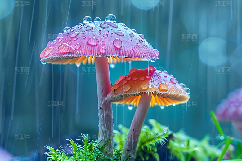 蘑菇云南雨后摄影图
