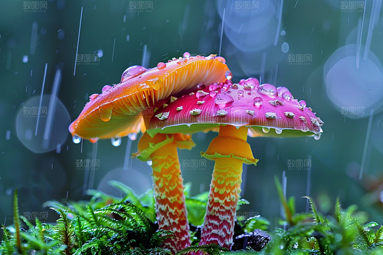 蘑菇雨后鲜美摄影图