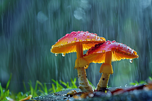 蘑菇菌子雨后摄影图