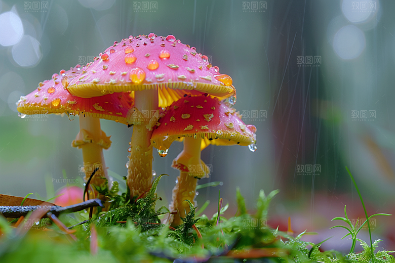 蘑菇菌菇树林摄影图