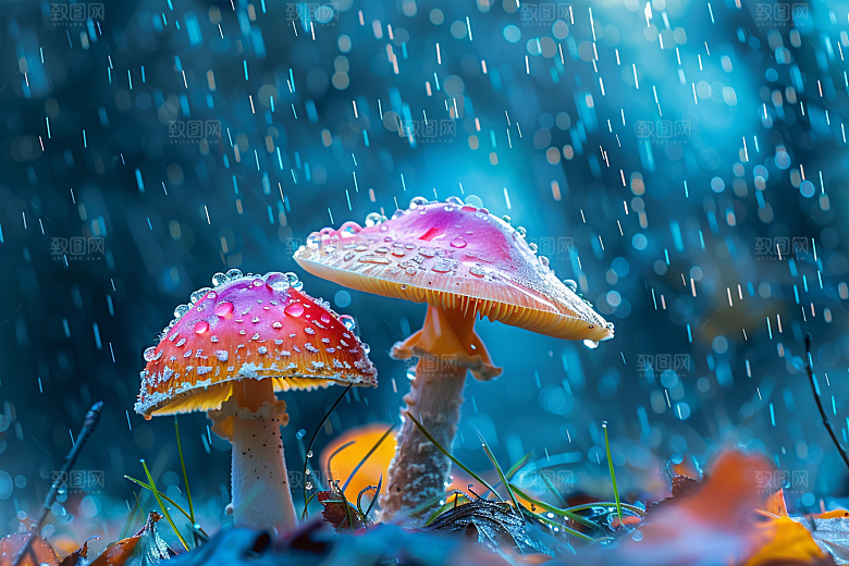 蘑菇树林高清摄影图