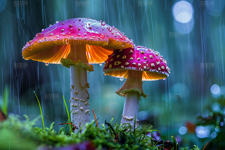 蘑菇雨后美味摄影图