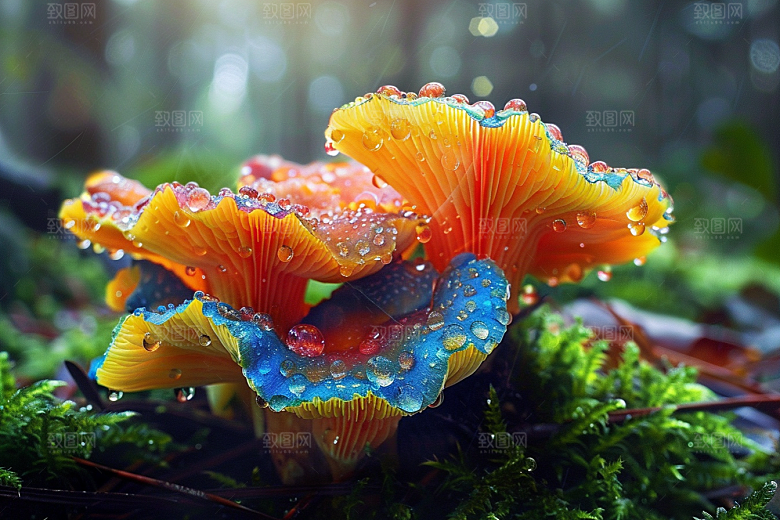 蘑菇雨后山林摄影图