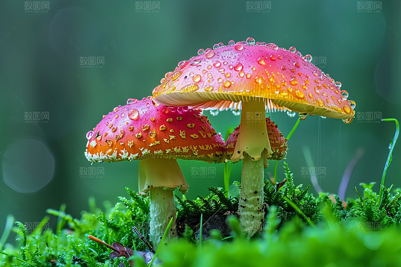 蘑菇鲜美雨后摄影图