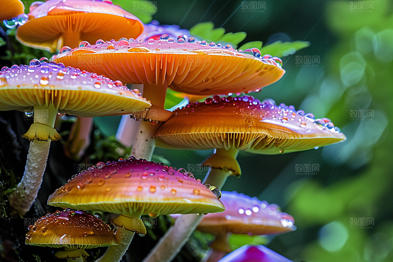 蘑菇树林新鲜摄影图