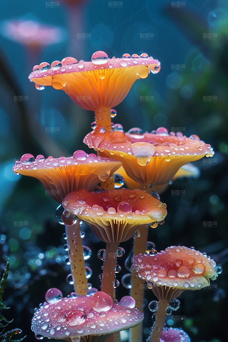 蘑菇自然雨后摄影图