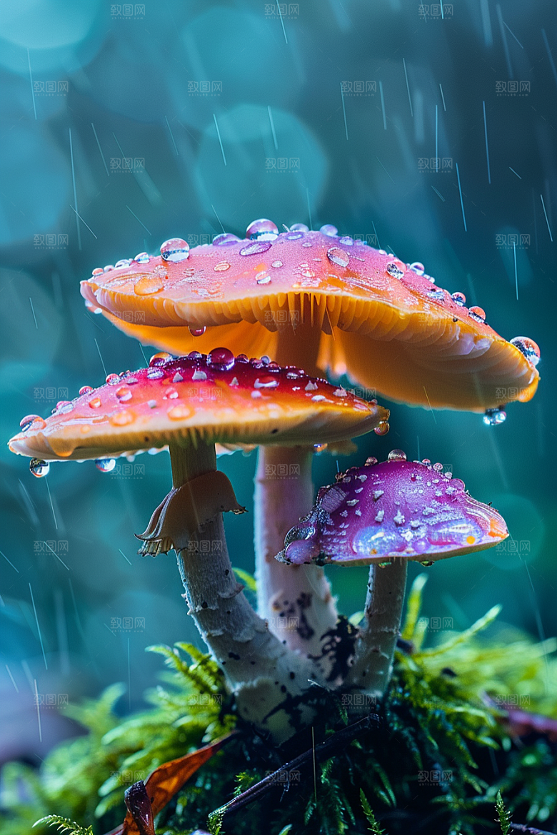 蘑菇高清雨后摄影图