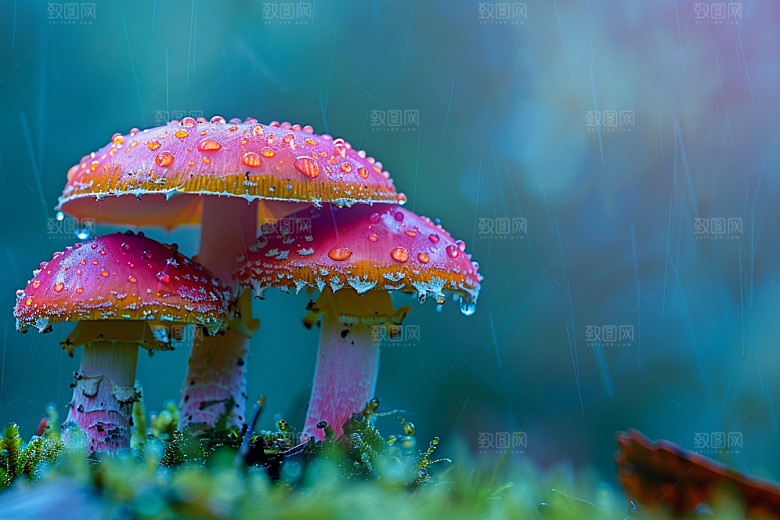 蘑菇高清雨后摄影图