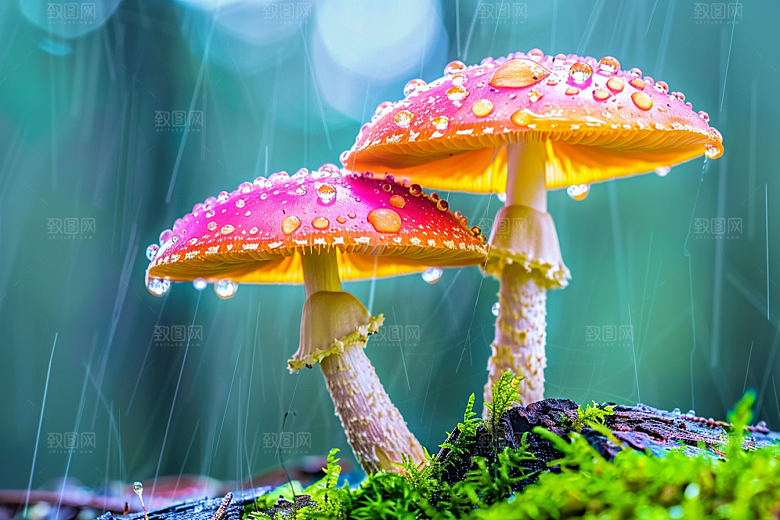 蘑菇菌菇雨后摄影图