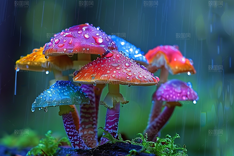 蘑菇树林食材摄影图